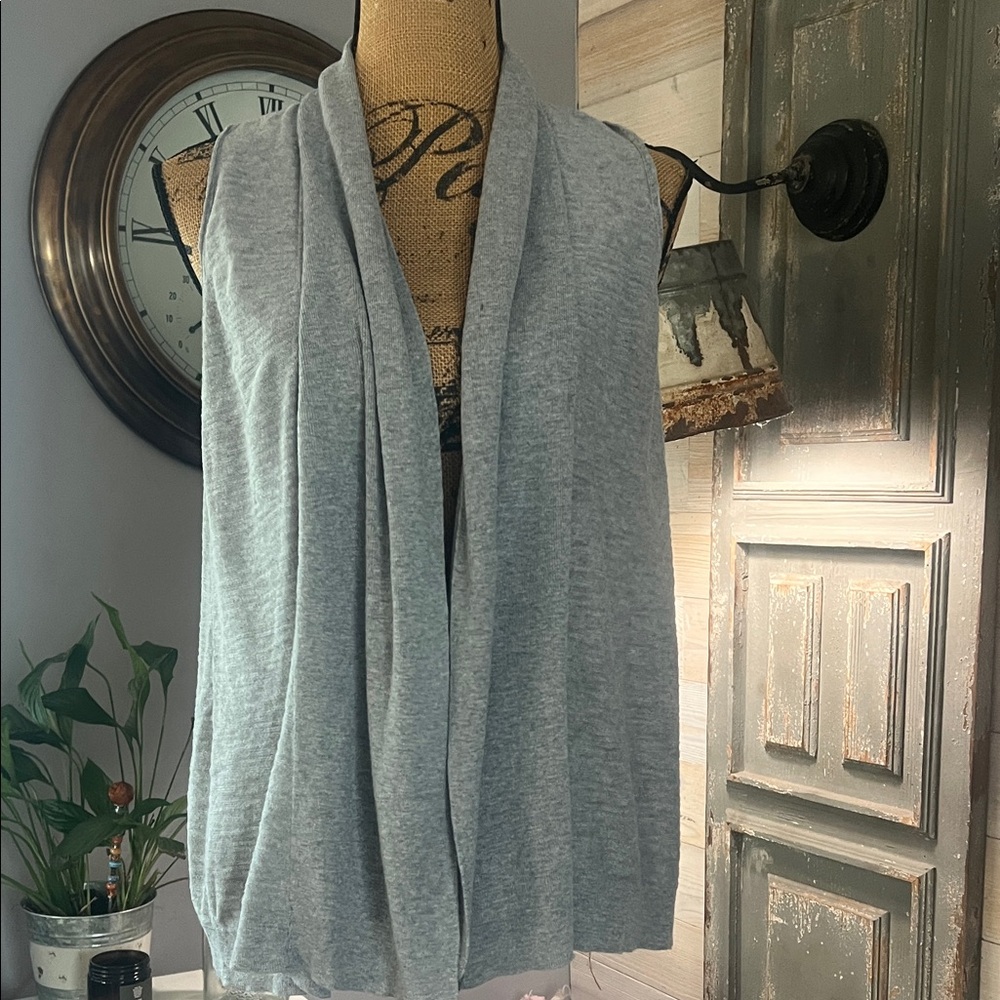 Mossimo Supply Co. Light Gray Draped Open Cardigan Vest